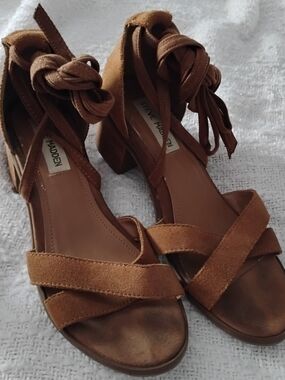 Steve Madden Brown Suede Block Heel Sandals